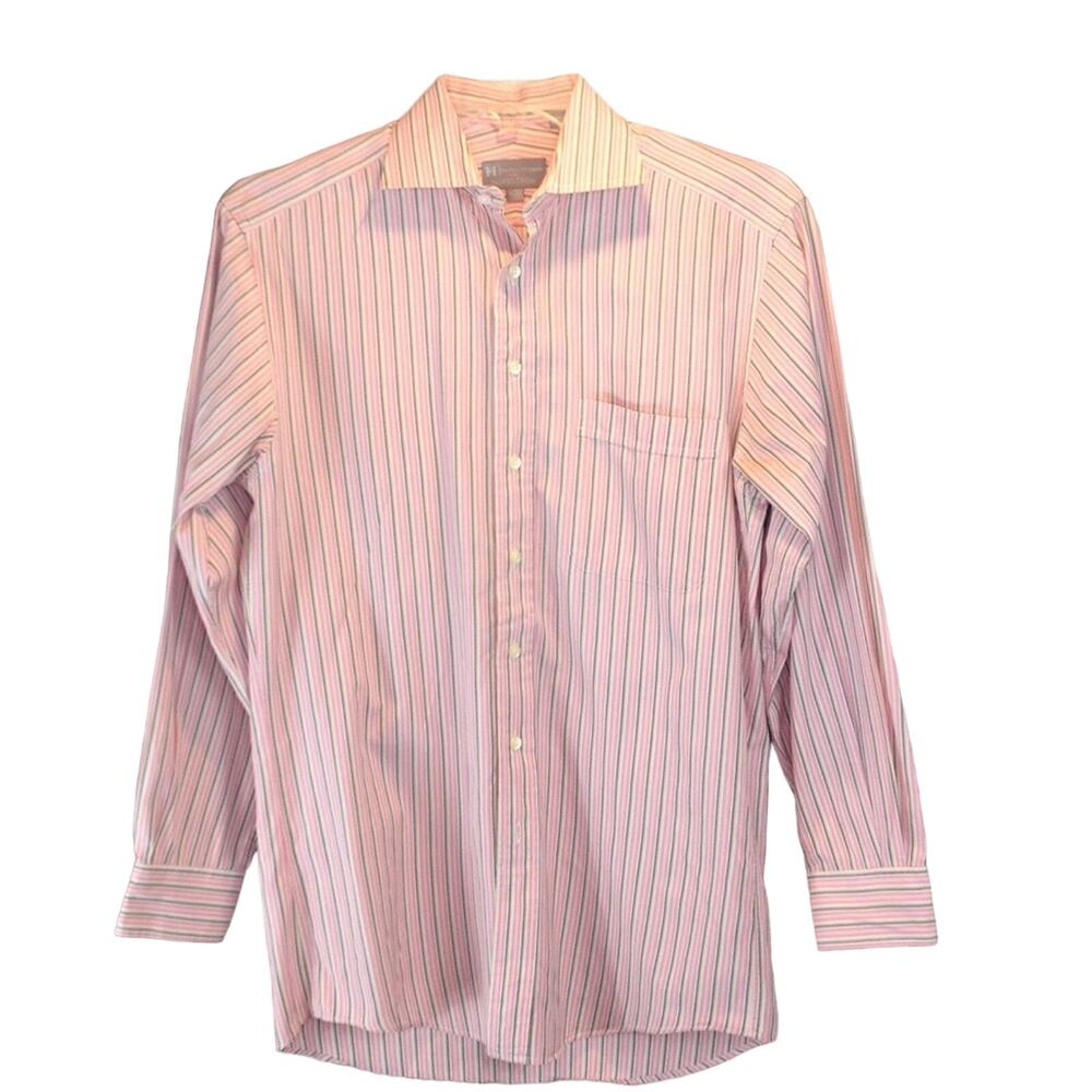 Nordstrom HICKEY FREEMAN Pink Stripe Long Sleeve Button Dress Shirt